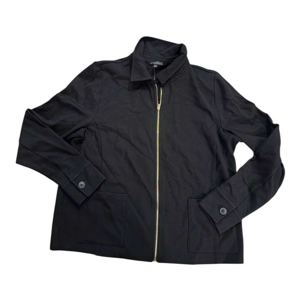 Talbots jacket black blazer, full zipper front, size medium